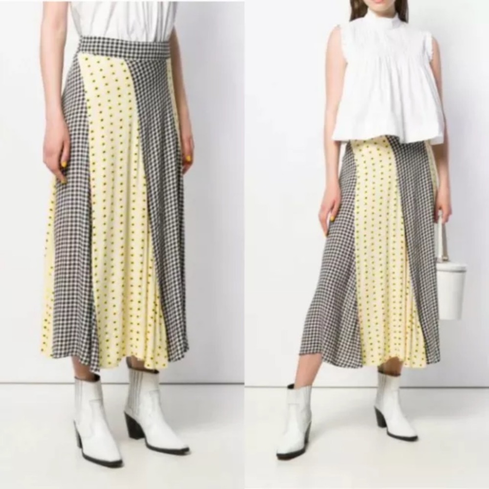 Ganni Floral Print Crepe Midi Skirt